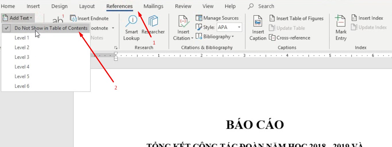 tạo mục lục tự động trong Word Office 365