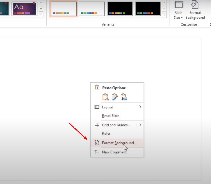 Chọn  Format Background