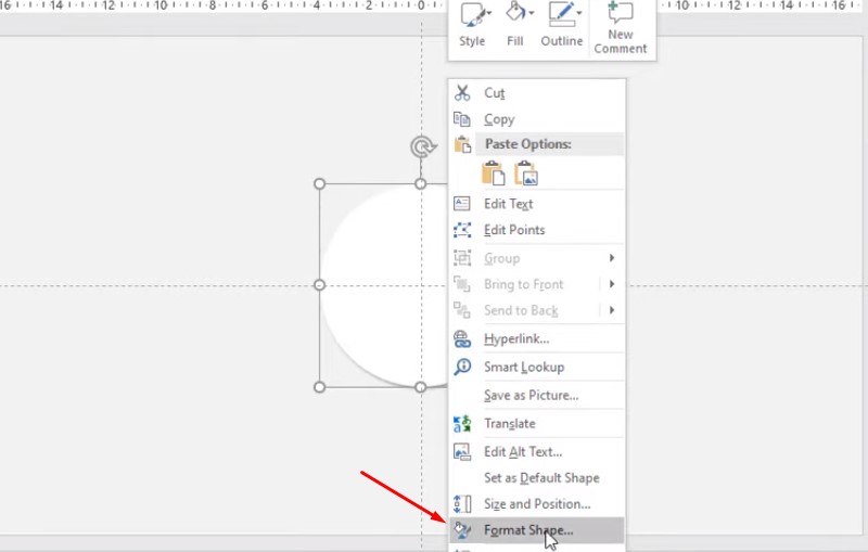 Click chuột vào chọn Format Shape.