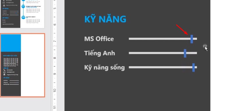 Bạn vào Shapes và vẽ thêm một thanh dọc nhỏ như hình và để ở mức kỹ năng của bạn đạt