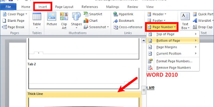 Hướng dẫn cách đánh số trang từ trang thứ 2 trong word 2010