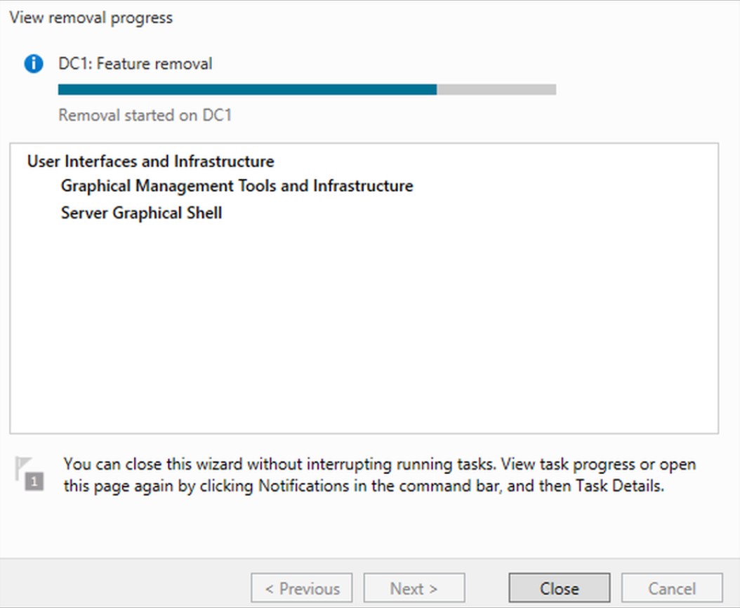 Windows Server 2012 R2 Datacenter cho phép loại bớt GUI