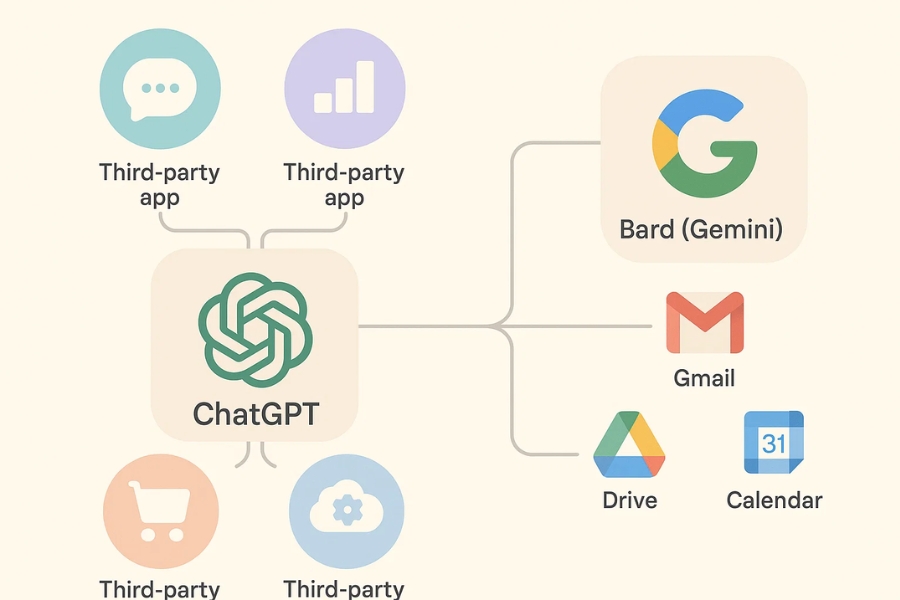 ChatGPT vs Google Bard (Gemini): Nên chọn cái nào? 6 Khả năng tích hợp: Chơi với ai “hợp cạ” hơn?