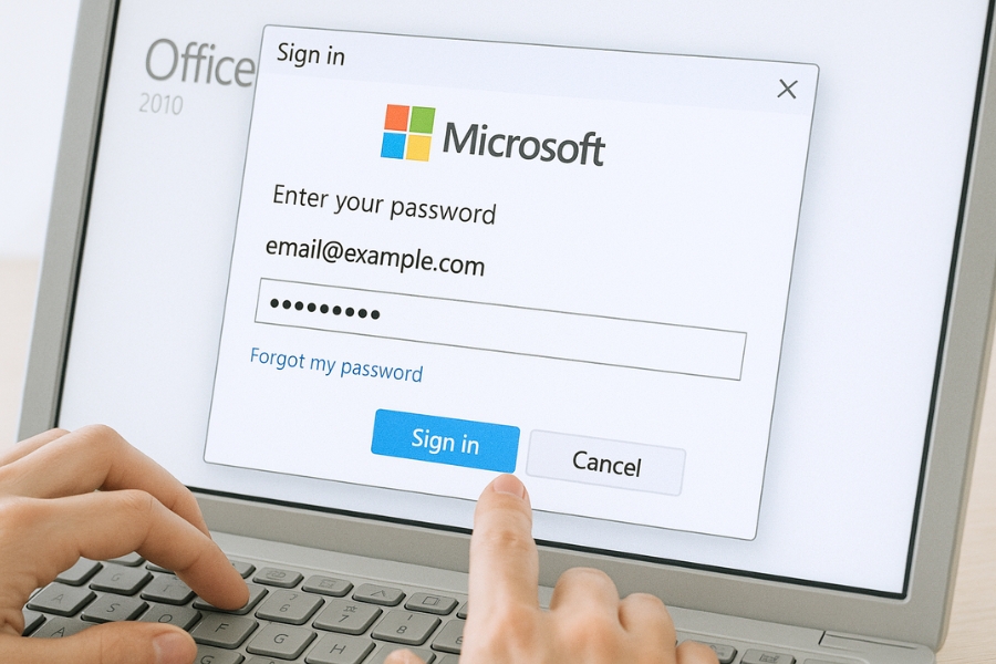 Cách thực hiện khi không đăng nhập được tài khoản Microsoft Office 2010