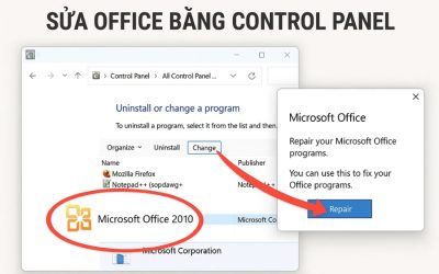 Cách thực hiện sửa Office bằng Control Panel Office 2010 – đơn giản mà hiệu quả