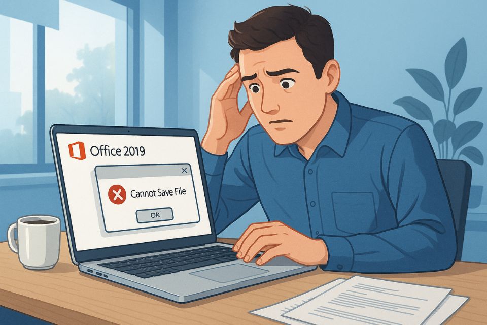 Lỗi Office 2019 không lưu được file