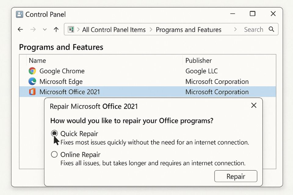 Sửa lỗi Office 2021 không lưu được file 8
