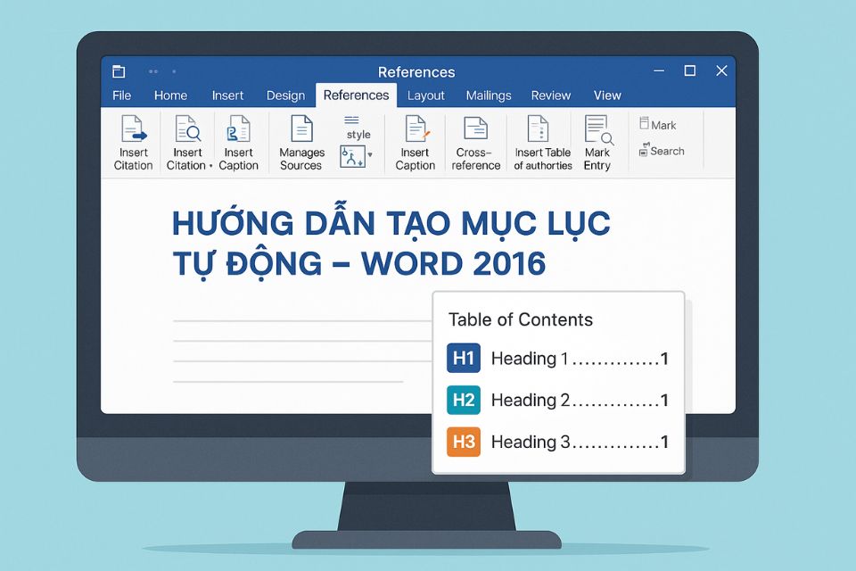 CÁCH TẠO MỤC LỤC TỰ ĐỘNG (TOC) TRONG WORD 2016