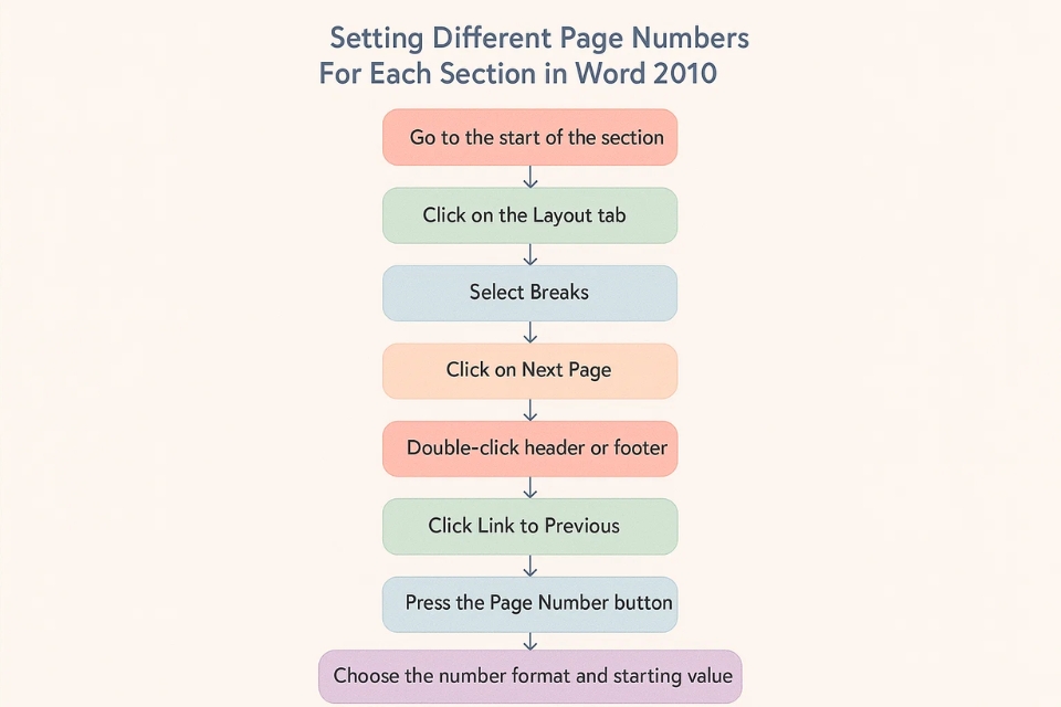 Cách thực hiện đánh số trang khác nhau cho từng section trong Word 2010 6