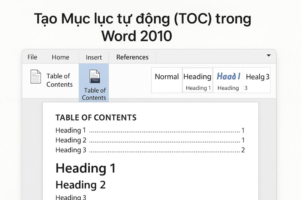 MẸO WORD TẠO MỤC LỤC TỰ ĐỘNG (TOC) TRONG WORD 2010