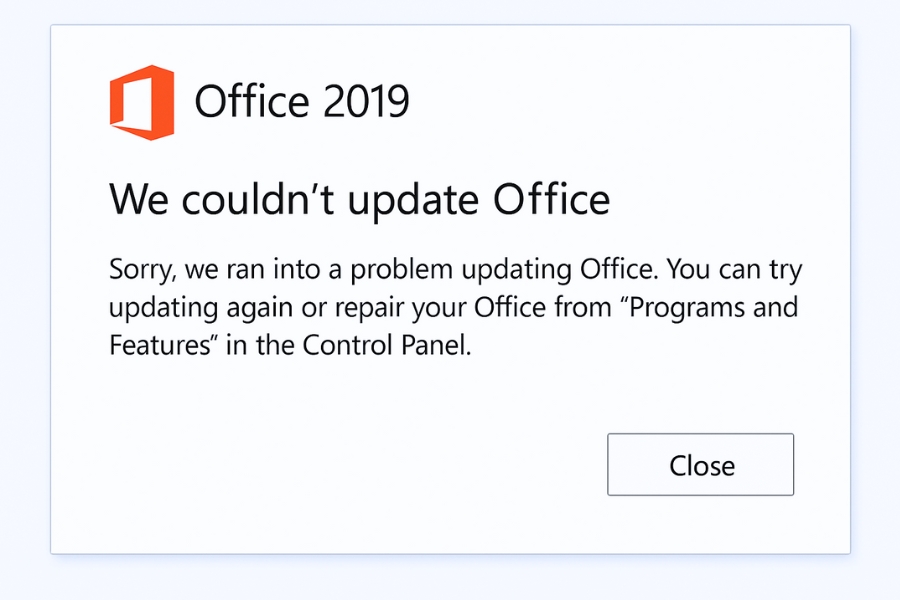 Sửa lỗi Không cập nhật được Office 2019