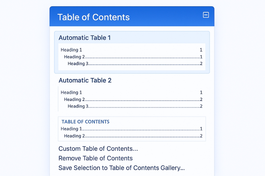 Tạo Mục lục tự động TOC trong Word 2016