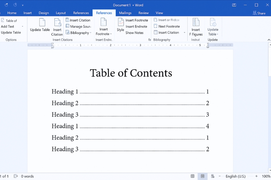 Tạo Mục lục tự động (TOC) trong Word 2016 nhanh – chuẩn – dễ chỉnh sửa