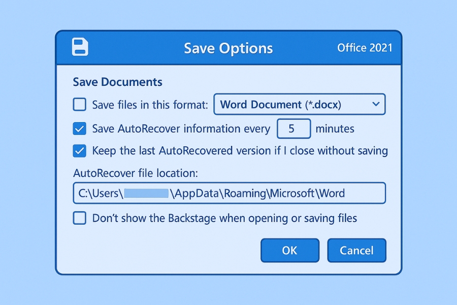 Tối ưu AutoSave và Version History trong Office 2021 