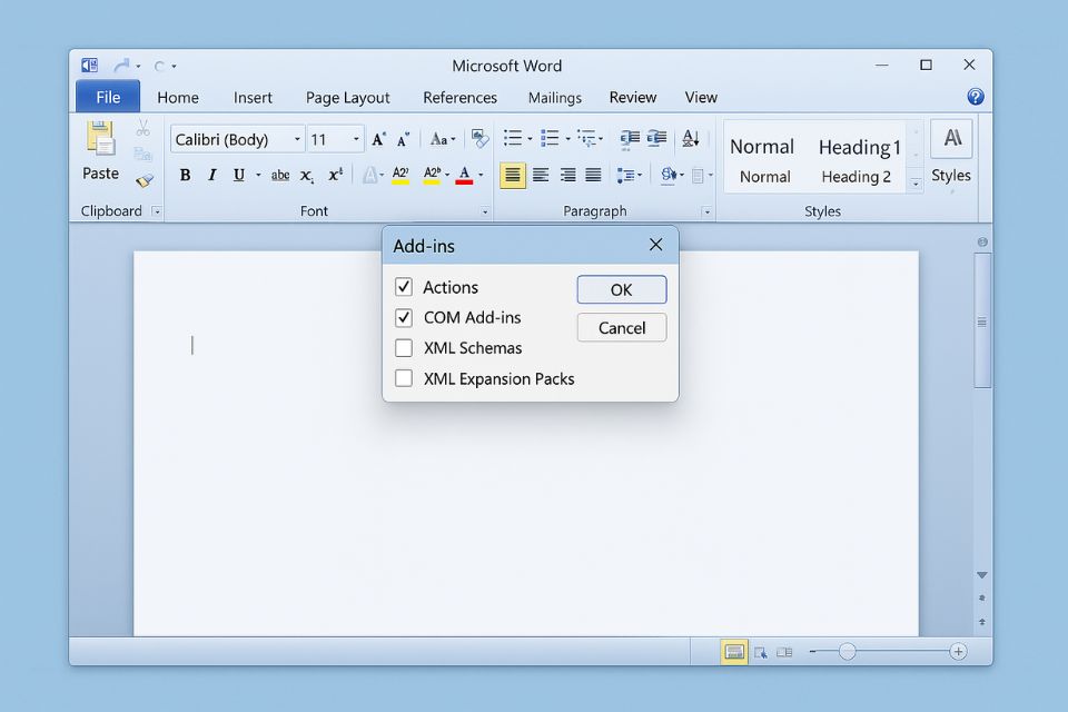 Lỗi ứng dụng not responding Office 2010 12