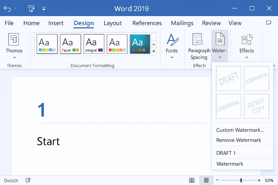 Cách Thực Hiện Watermark & Chèn Nền Mờ Trong Word 2019 – Nhỏ Nhưng Nâng Tầm Tài Liệu! 2 Cách Thực Hiện Watermark & Chèn Nền Mờ Trong Word 2019