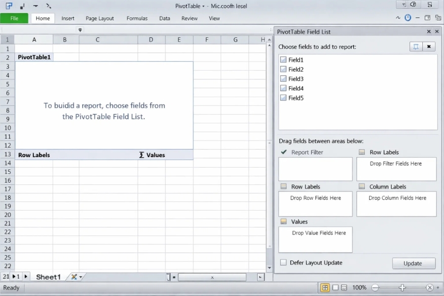 Cách sử dụng PivotTable để tổng hợp dữ liệu trong Excel 2010 6