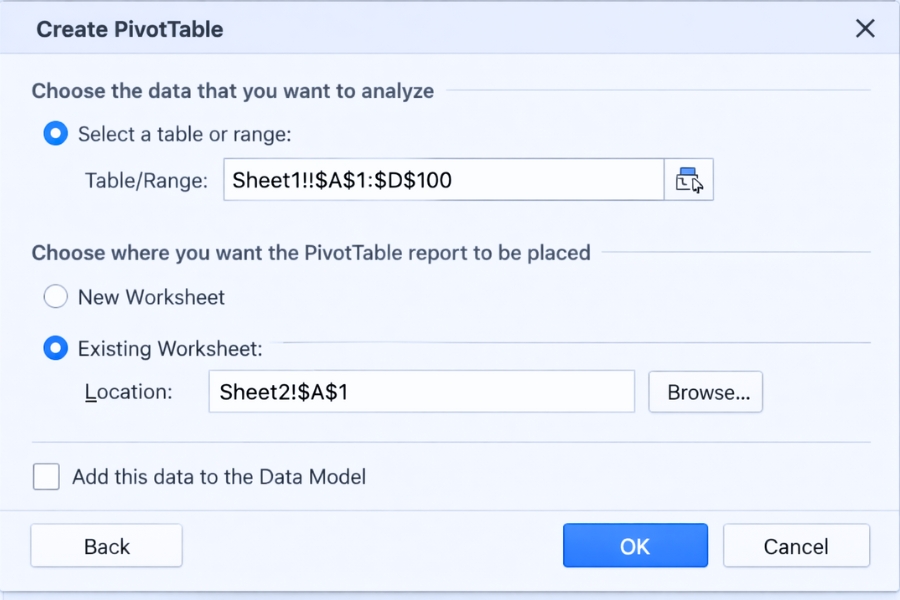 Cách sử dụng PivotTable để tổng hợp dữ liệu trong Excel 2016