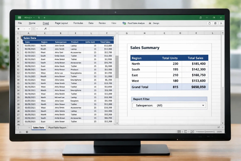 Cách sử dụng PivotTable để tổng hợp dữ liệu trong Excel 2021 6
