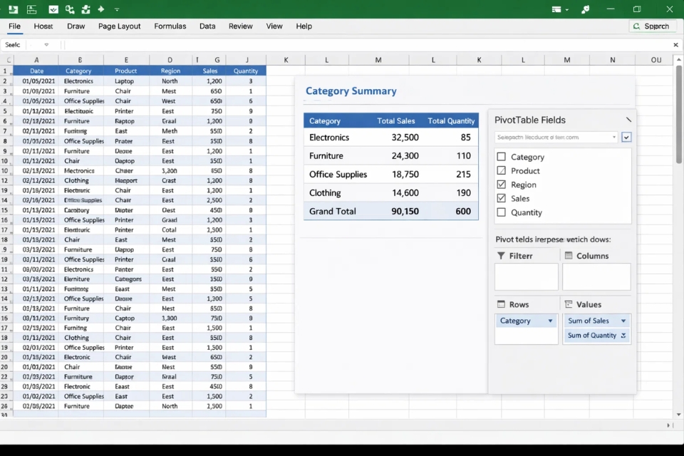 Cách sử dụng PivotTable để tổng hợp dữ liệu trong Excel 365 6