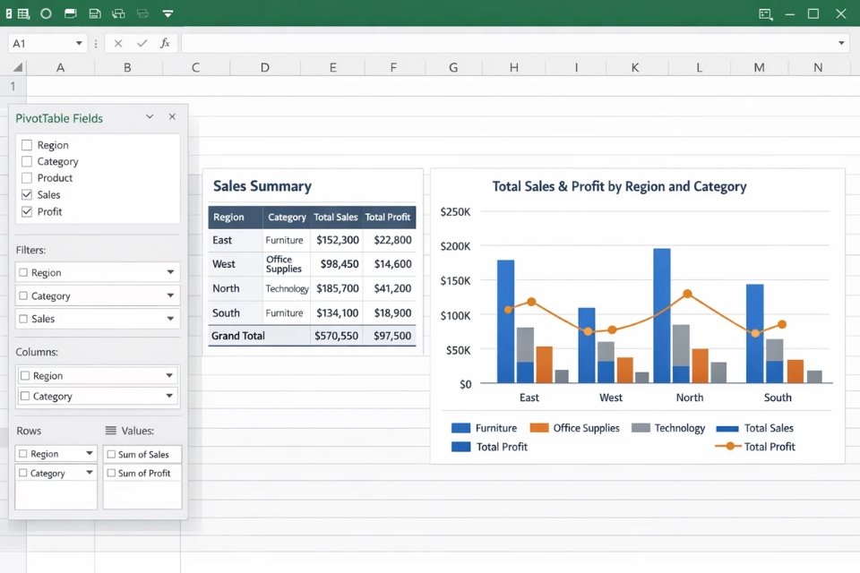 Cách sử dụng PivotTable để tổng hợp dữ liệu trong Excel 365 5