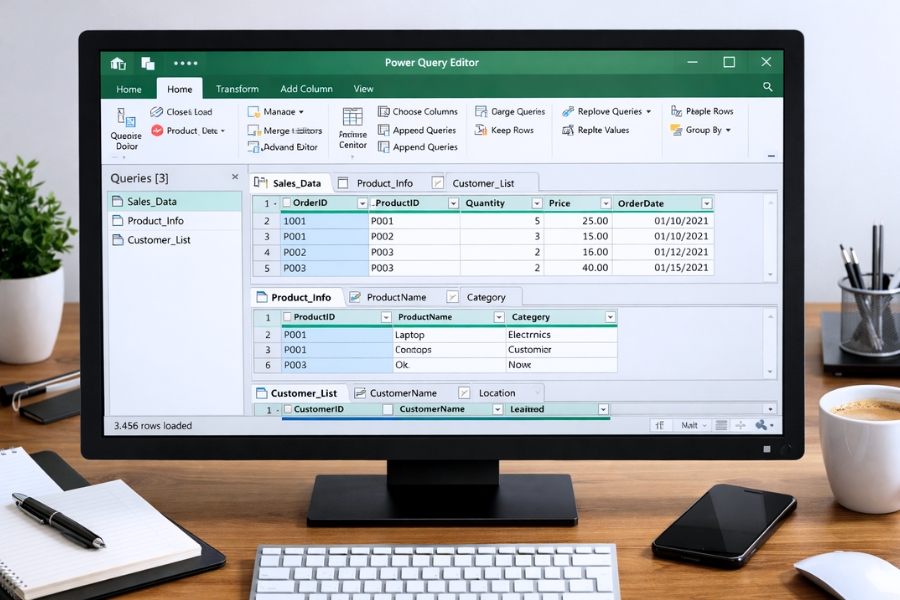 Cách sử dụng Power Query hợp nhất bảng trong Excel 2019