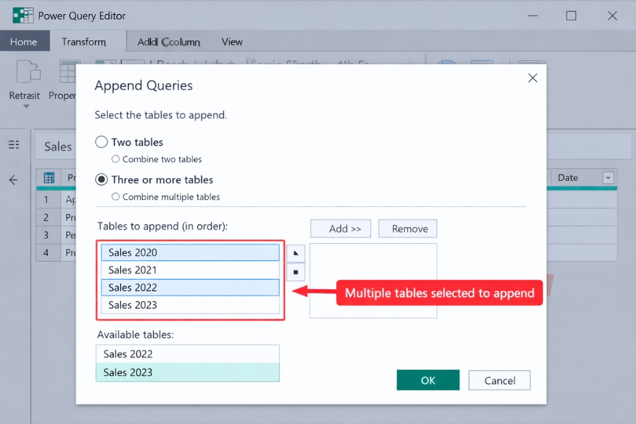 Cách sử dụng Power Query hợp nhất bảng trong Excel 2019 