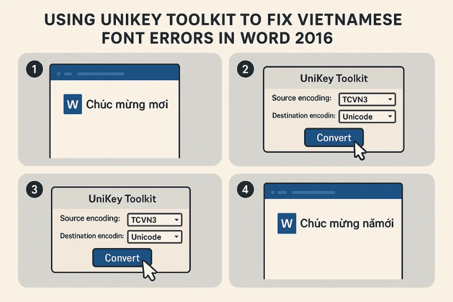Cách sửa Lỗi font tiếng Việt Word 2016 6 Cách sửa Lỗi font tiếng Việt Word 2016 6