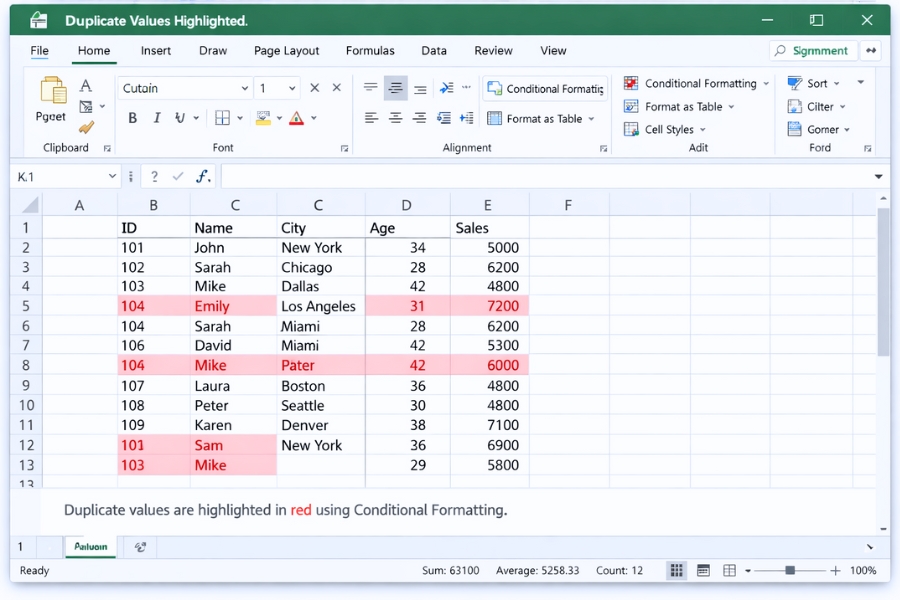 Cách thực hiện Conditional Formatting để tìm trùng lặp trong Excel 2016 – nhìn phát là thấy liền 7 Cách thực hiện Conditional Formatting để tìm trùng lặp trong Excel 2016