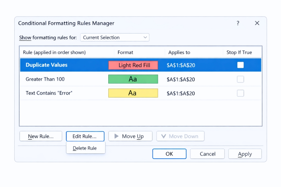 Cách thực hiện Conditional Formatting tìm trùng lặp Excel 2021 