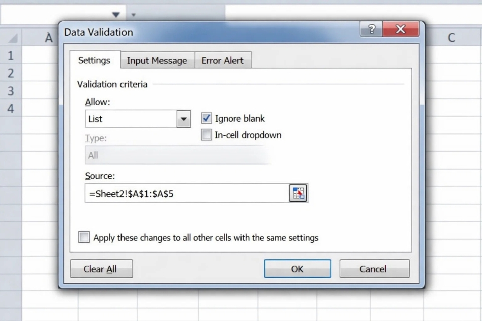 Cách thực hiện Data Validation tạo dropdown Excel 2010 9