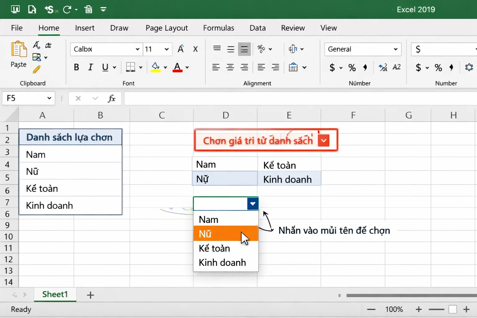 Cách thực hiện Data Validation tạo dropdown trong Excel 2019 13