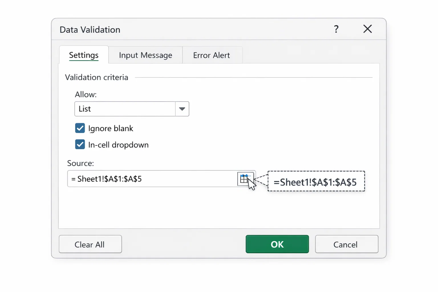 Cách thực hiện Data Validation tạo dropdown trong Excel 2019 12