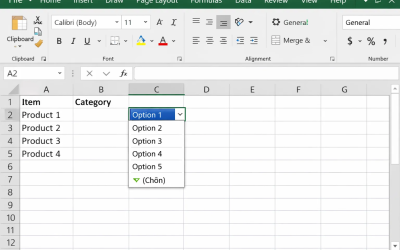 Cách thực hiện Data Validation tạo dropdown trong Excel 2019