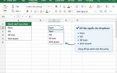 Cách thực hiện Data Validation tạo dropdown trong Excel 365