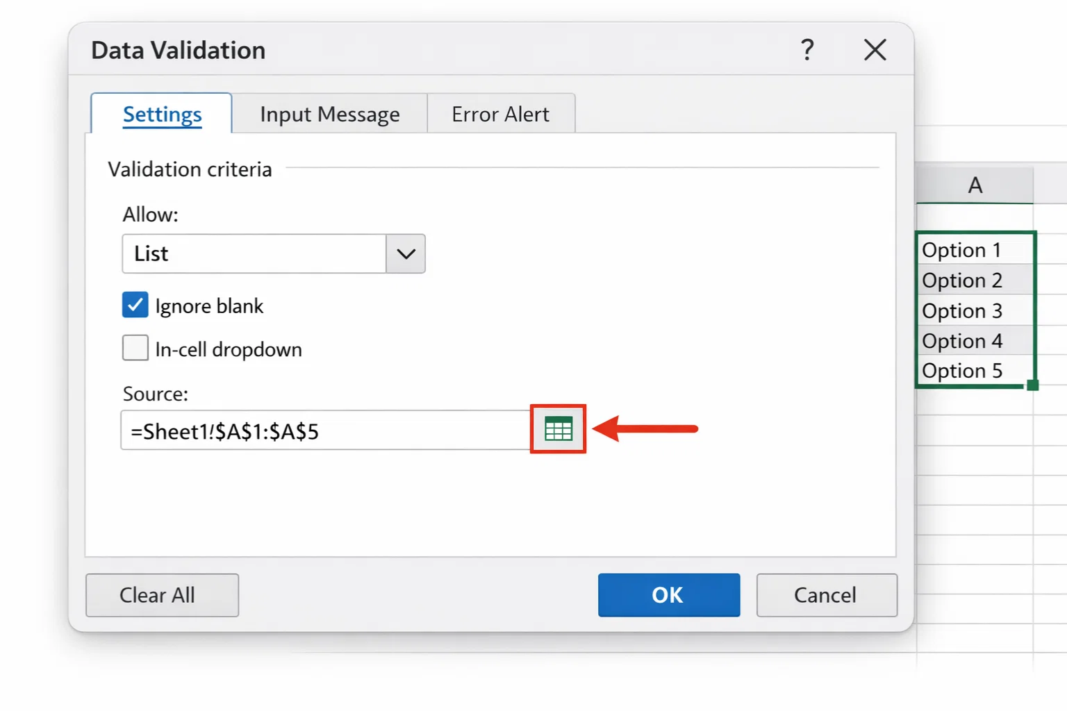 Cách thực hiện Data Validation tạo dropdown trong Excel 365 7