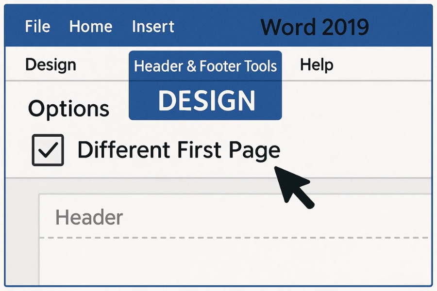 Cách thực hiện Header/Footer trang đầu khác trong Word 2019 6 Cách thực hiện Header/Footer trang đầu khác trong Word 2019 6
