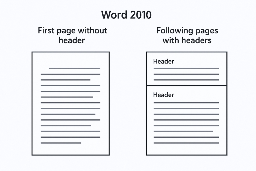 Cách thực hiện HeaderFooter trang đầu khác trong Word 2010