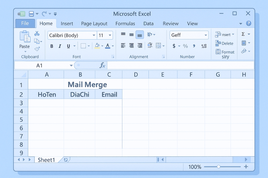 Cách thực hiện Mail Merge từ Excel sang Word 2010