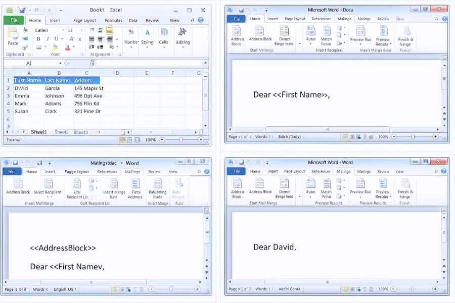 Cách thực hiện Mail Merge từ Excel sang Word 2010