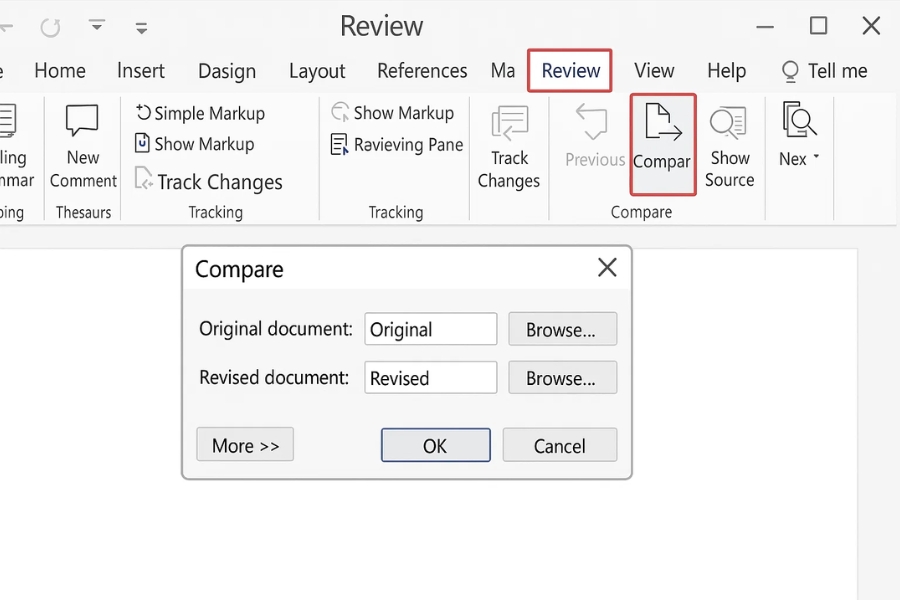 Cách thực hiện so sánh hai tài liệu Word 2016 7 Cách thực hiện so sánh hai tài liệu Word 2016 7