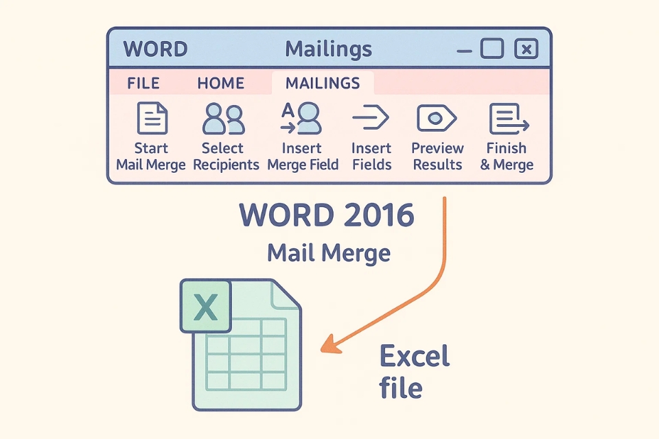 Hướng dẫn Mail Merge từ Excel sang Word 2016 5