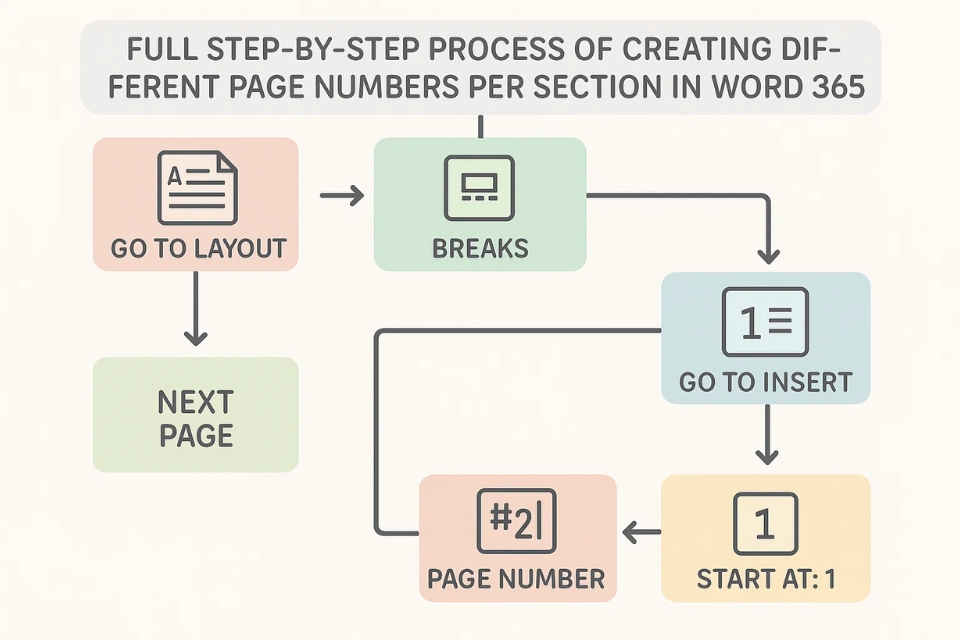 Hướng dẫn đánh số trang khác nhau cho từng section trong Word 365 6