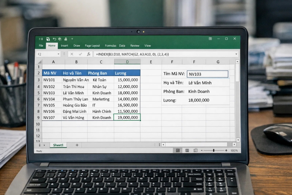 Hướng dẫn sử dụng INDEX MATCH trong Excel 2019: Hiểu bản chất rồi là thấy… dễ hơn VLOOKUP nhiều 5