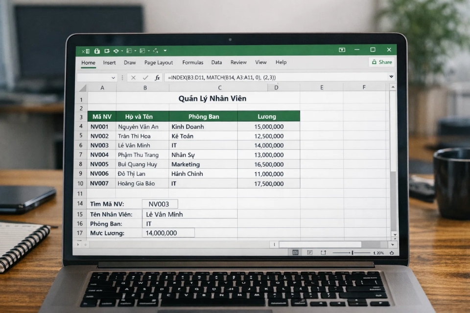 Hướng dẫn sử dụng INDEX MATCH trong Excel 365: Học một lần, dùng hoài không chán 6 Hướng dẫn sử dụng INDEX MATCH trong Excel 365: Học một lần, dùng hoài không chán 6
