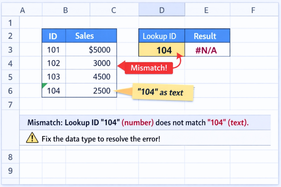 Lỗi VLOOKUP trả về #N/A trong Excel 2010 – nỗi ám ảnh quen mà lạ 6 Lỗi VLOOKUP trả về #NA trong Excel 2010