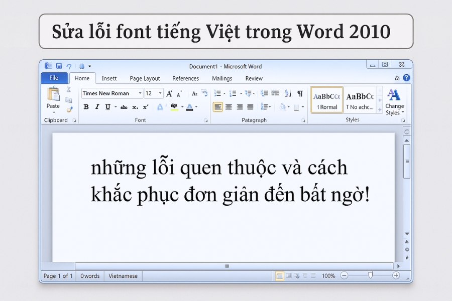 Sửa lỗi font tiếng Việt trong Word 2010 – những lỗi quen thuộc và cách khắc phục đơn giản đến bất ngờ!