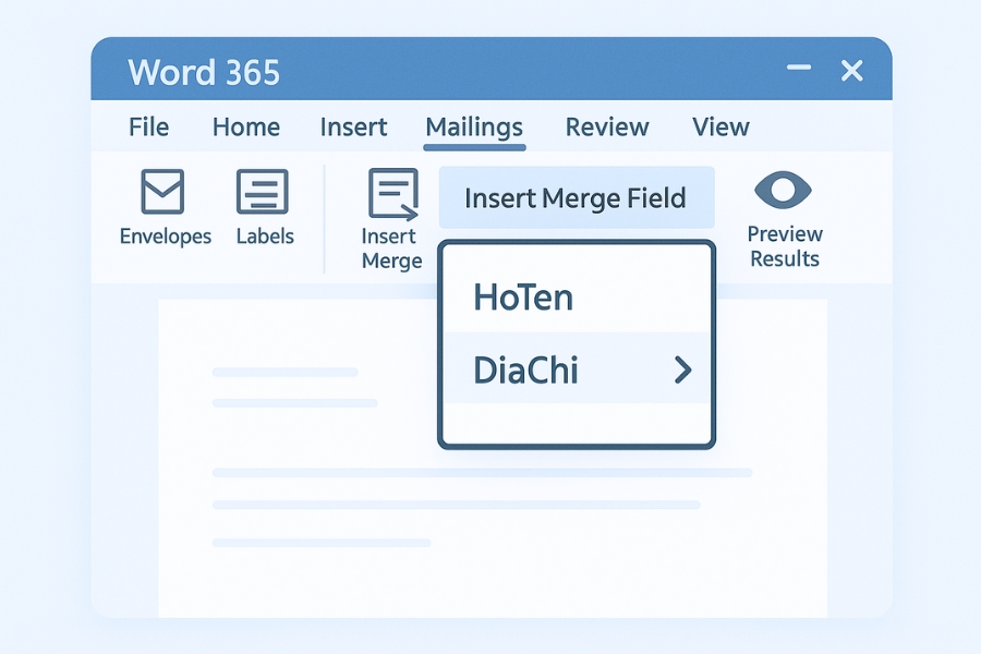 Thực Hiện Mail Merge Từ Excel Sang Word 365 Để Tạo Tài Liệu Hàng Loạt