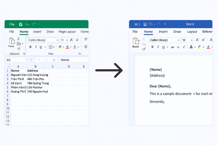 Thực Hiện Mail Merge Từ Excel Sang Word 365 Để Tạo Tài Liệu Hàng Loạt
