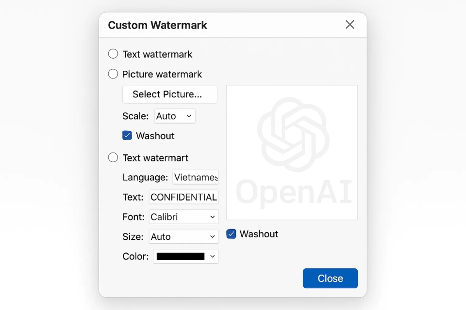 Watermark và nền mờ trong Word 365: làm cho tài liệu “có nghề” hơn chỉ trong vài phút 2 Watermark và nền mờ trong Word 365: làm cho tài liệu “có nghề” hơn chỉ trong vài phút 2